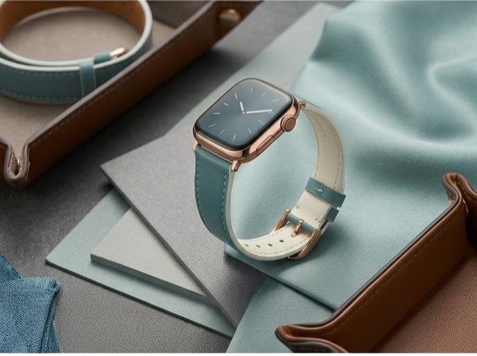 Premium Leather Watch Band – Teal & Rose Gold Elegance