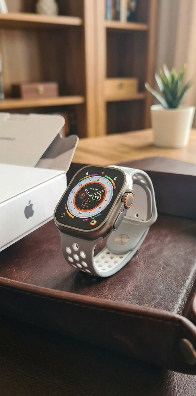 Sport Silicone Apple Watch Band White & Gray (42–44–45mm)