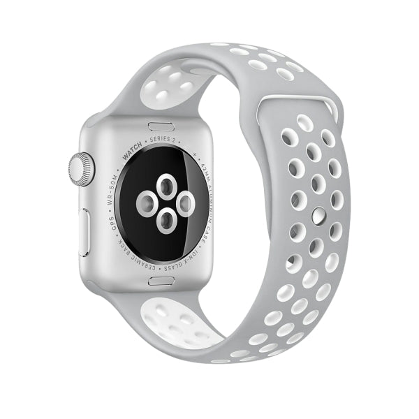 Sport Silicone Apple Watch Band White & Gray (42–44–45mm)