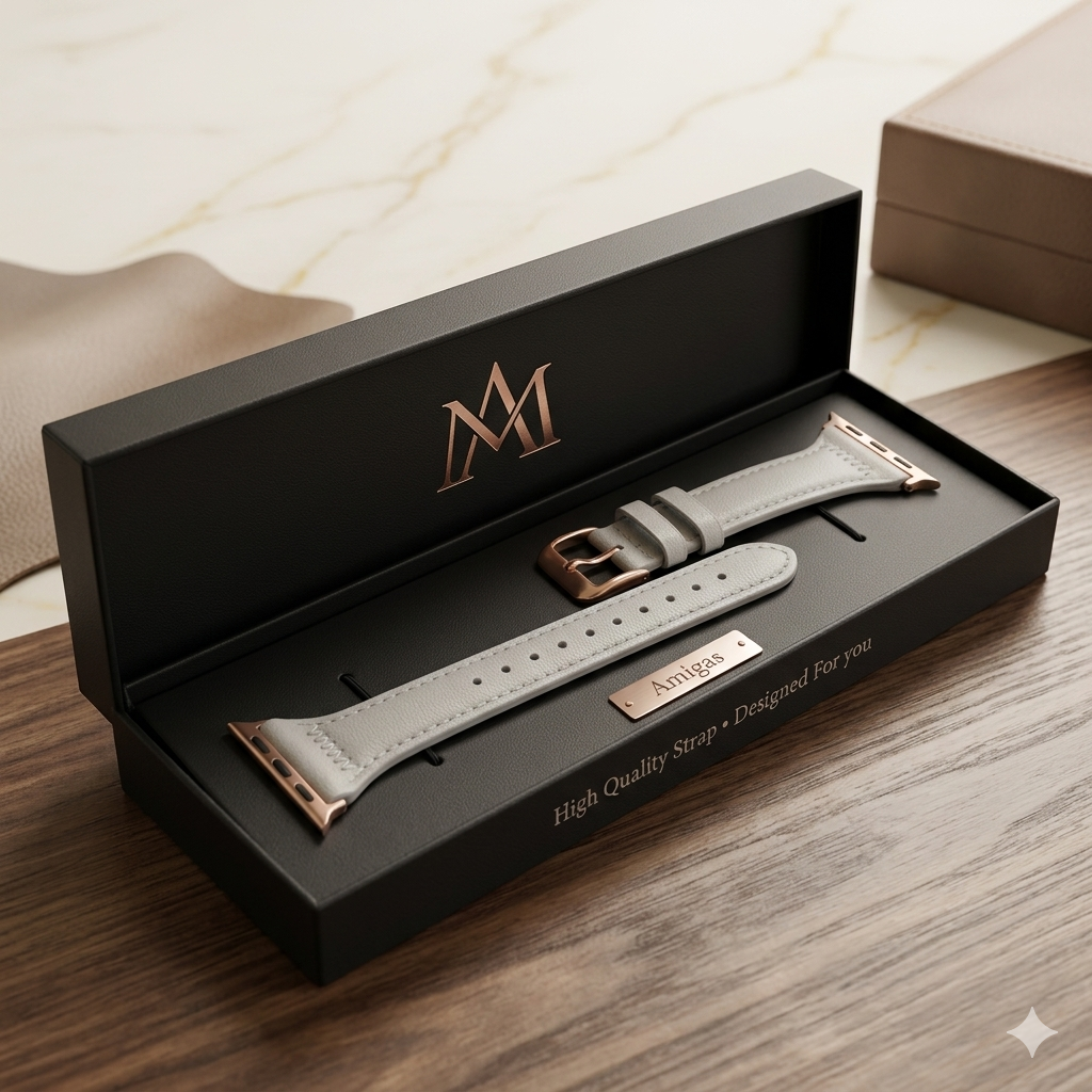 White Genuine Leather Apple Watch Band