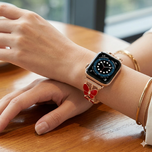 Butterfly women's watch band in rose gold