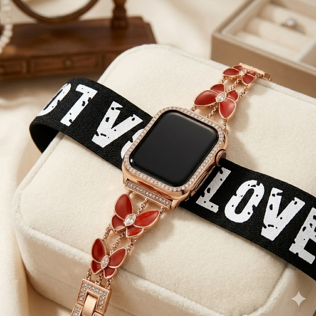 Butterfly women's watch band in rose gold